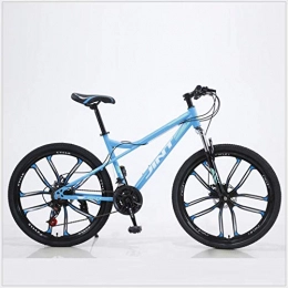DGAGD Bicicletas de montaña DGAGD Bicicleta de montaña de 24 Pulgadas, Freno de Disco Dual de Velocidad Variable, Bicicleta de Diez Ruedas para Adultos y Mujeres-Azul_21 velocidades