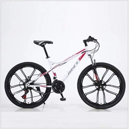 DGAGD Bicicleta DGAGD Bicicleta de montaña de 24 Pulgadas, Freno de Disco Dual de Velocidad Variable, Bicicleta de Diez Ruedas para Adultos y Mujeres-Blanco_21 velocidades