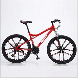 DGAGD Bicicletas de montaña DGAGD Bicicleta de montaña de 24 Pulgadas, Freno de Disco Dual de Velocidad Variable, Bicicleta de Diez Ruedas para Adultos y Mujeres-Rojo_21 velocidades