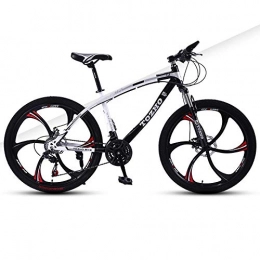 DGAGD Bicicletas de montaña DGAGD Bicicleta de montaña de 24 Pulgadas para Adultos, Bicicleta con Amortiguador de Velocidad Variable, Freno de Disco Doble, Bicicleta de Seis Hojas-Blanco Negro_27 velocidades