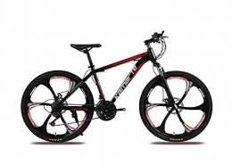DGAGD Bicicletas de montaña DGAGD Bicicleta de montaña de 24 Pulgadas para Adultos, Hombres y Mujeres, Bicicleta de Velocidad Variable, Seis Ruedas de Corte-Rojo Negro_27 velocidades