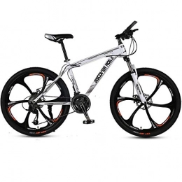 DGAGD Bicicletas de montaña DGAGD Bicicleta de montaña de 24 Pulgadas para Adultos, Velocidad Variable, Freno de Disco Doble, aleación de Aluminio, Bicicleta, Seis Ruedas de Corte-Blanco_30 velocidades