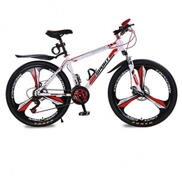 DGAGD Bicicletas de montaña DGAGD Bicicleta de montaña de 24 Pulgadas para Hombres y Mujeres, Velocidad Variable para Adultos, Freno de Disco Dual, Bicicleta, Rueda de Tres Ejes-Blanco Rojo_27 velocidades