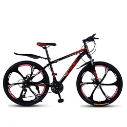 DGAGD Bicicletas de montaña DGAGD Bicicleta de montaña de 24 Pulgadas, Velocidad Variable, Bicicleta Ligera Que compite con Seis Ruedas de Corte-Rojo Negro_24 velocidades