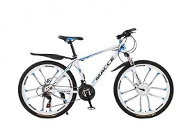 DGAGD Bicicletas de montaña DGAGD Bicicleta de montaña de 26 Pulgadas, Bicicleta para Hombre y Mujer, de Velocidad Variable para Adultos, Bicicleta de amortiguación de Diez Ruedas-Blanco Azul_21 velocidades
