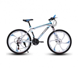 DGAGD Bicicleta DGAGD Bicicleta de montaña de 26 Pulgadas Bicicleta para Hombres y Mujeres Frenos de Disco Dobles Ligeros Bicicleta de Velocidad Variable Ruedas de Seis Hojas-Blanco Azul_24 velocidades