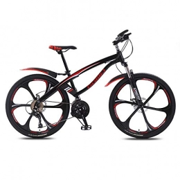 DGAGD Bicicletas de montaña DGAGD Bicicleta de montaña de 26 Pulgadas, luz de Velocidad Variable, Bicicleta para Adultos, Seis Ruedas de Corte-Rojo Negro_27 velocidades