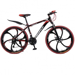 DGAGD Bicicletas de montaña DGAGD Bicicleta de montaña de 26 Pulgadas, Macho y Hembra, Velocidad Variable, aleación de Aluminio, Rueda de Seis cortadores-Rojo Negro_27 velocidades