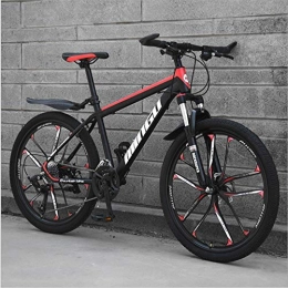 DGAGD Bicicleta DGAGD Bicicleta de montaña de 26 Pulgadas, Velocidad Variable, Cross-Country, Bicicleta amortiguadora, portátil, Carreras de Diez Hojas-Rojo Negro_21 velocidades
