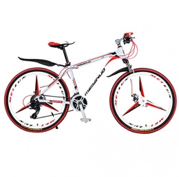 DGAGD Bicicleta DGAGD Bicicleta de montaña de aleación de Aluminio de Velocidad Variable con Freno de Disco Doble de 26 Pulgadas de Tres Ruedas-Blanco Rojo_21 velocidades