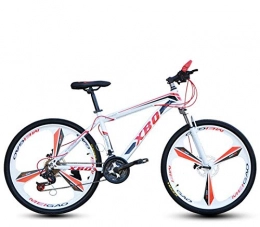 DGAGD Bicicleta DGAGD Bicicleta de montaña de Marco Ancho de 24 Pulgadas, neumático Ancho, Velocidad Variable, Freno de Disco para Adultos, Bicicleta de Tres Ruedas-Blanco Rojo_24 velocidades