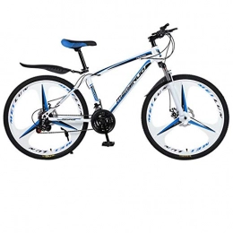 DGAGD Bicicleta DGAGD Freno de Disco Doble de 26 Pulgadas, Velocidad Variable, Acero de Alto Carbono, Bicicleta de montaña de Tres Ruedas-Blanco Azul_24 velocidades