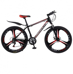 DGAGD Bicicletas de montaña DGAGD Freno de Disco Doble de 26 Pulgadas, Velocidad Variable, Acero de Alto Carbono, Bicicleta de montaña de Tres Ruedas-Rojo Negro_24 velocidades