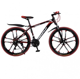 DGAGD Bicicleta DGAGD Freno de Disco Doble de 26 Pulgadas, Velocidad Variable, aleación de Aluminio, Bicicleta de montaña, Diez Ruedas de Corte-Rojo Negro_27 velocidades