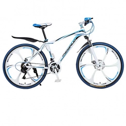 DGAGD Bicicleta DGAGD Freno de Disco Doble de 26 Pulgadas, Velocidad Variable, aleación de Aluminio, Bicicleta de montaña, Seis Ruedas de Corte-Blanco Azul_27 velocidades