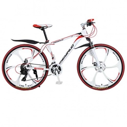 DGAGD Bicicleta DGAGD Freno de Disco Doble de 26 Pulgadas, Velocidad Variable, aleación de Aluminio, Bicicleta de montaña, Seis Ruedas de Corte-Blanco Rojo_27 velocidades