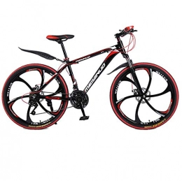DGAGD Bicicletas de montaña DGAGD Freno de Disco Doble de 26 Pulgadas, Velocidad Variable, aleación de Aluminio, Bicicleta de montaña, Seis Ruedas de Corte-Rojo Negro_27 velocidades