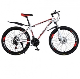 DGAGD Bicicletas de montaña DGAGD Frenos de Doble Disco de 26 Pulgadas Bicicleta de montaña de Acero de Alto Carbono de Velocidad Variable con 40 Ruedas de Corte-Blanco Rojo_21 velocidades