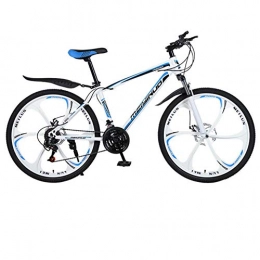 DGAGD Bicicleta DGAGD Frenos de Doble Disco de 26 Pulgadas, Velocidad Variable, Acero con Alto Contenido de Carbono, Bicicleta de montaña, Seis Ruedas de Corte-Blanco Azul_21 velocidades