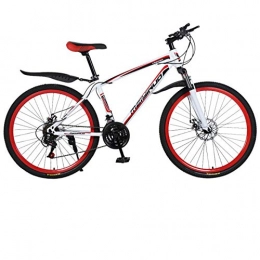 DGAGD Bicicleta DGAGD Frenos de Doble Disco de 26 Pulgadas, Velocidad Variable, Acero de Alto Carbono, Bicicleta de montaña, 30 Ruedas de Corte-Blanco Rojo_27 velocidades