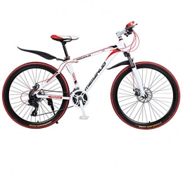 DGAGD Bicicleta DGAGD Rueda de radios de Bicicleta de montaña de aleación de Aluminio de Velocidad Variable con Freno de Disco Doble de 26 Pulgadas-Blanco Rojo_27 velocidades