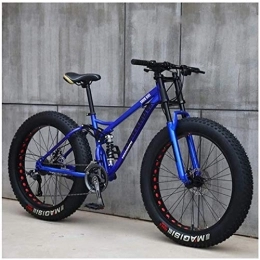 GJZM Bicicletas de montaña GJZM Mountain Bikes 21 Speed, neumáticos de 26 Pulgadas Hardtail Mountain Bike Cuadro de Doble suspensión - Negro Spoke-Blue Spoke