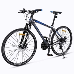 GJZM Bicicleta GJZM Mountain Bikes Bicicleta de Carretera para Adultos Bicicleta de 27 velocidades con suspensión de Horquilla Frenos de Disco mecánicos Liberación rápida City Commuter Bicycle 700C Gray-Grey