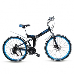 Grimk Bicicletas de montaña Grimk Bicicleta De Montaa Plegable Hombre, Mountain Bike Btt, Bici Unisex Adultos Ligera, Cuadro De Aluminio, Rueda De 27 Pulgadas, sillin Confort Ajustables, Doble Freno Disco, Blackblue, 21speed