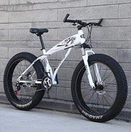 MJY Bicicletas de montaña MJY Bicicleta de bicicleta de montaña para adultos Hombres Mujeres, bicicleta Fat Tire Mbt, cuadro rígido de acero de alto carbono y horquilla delantera amortiguadora, freno de disco doble 5-27, 26 pu