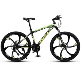 PBTRM Bicicleta PBTRM Bicicleta Montaña 26 Pulgadas MTB 27 Velocidades, Horquilla Suspensión Bloqueable, Marco Acero Alto Carbono Engrosado, Freno Disco Doble, Pintura Dos Tonos, Yellow Green, B