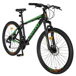 CARPAT Bicicletas de montaña Sunrun - Bicicleta de montaña para hombre y niño, 26 pulgadas, 21 velocidades, cuadro de aluminio, freno de disco mecánico (verde y negro)
