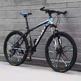 WJSW Bicicletas de montaña WJSW Bicicleta de montaña de Acero con Alto Contenido de Carbono de Doble suspensin para Hombre, Bicicleta de Carretera de Ciudad de 26 Pulgadas (Color: Negro Azul, tamao: 27 velocidades)