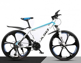 WJSW Bicicletas de montaña WJSW Bicicleta de montaña de Acero de Alto Carbono de 26 Pulgadas, Bicicleta de Carretera de Ciudad, Deportes, Ocio, Hombres, MTB (Color: Blanco Azul, tamaño: 27 velocidades)