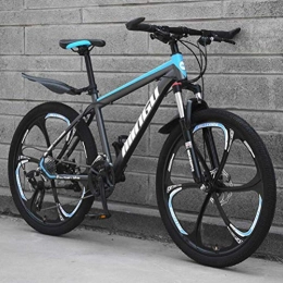 WJSW Bicicletas de montaña WJSW Bicicleta de montaña Marco de Acero con Alto Contenido de Carbono Frenos de Disco Absorción de Choque Carreras de Bicicletas para Adultos (Color: Negro Azul, Tamaño: 27 velocidades)