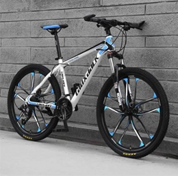 WJSW Bicicletas de montaña WJSW Bicicletas de montaña rígidas, Frenos de Doble Disco de Acero de Alto Carbono de 26 Pulgadas Bicicleta para Adultos (Color: Azul Blanco, tamaño: 21 velocidades)