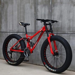 WLWLEO Bicicletas de montaña WLWLEO Bicicleta de montaña de 24" Bicicleta de montaña con suspensión Completa, Estructura de Acero con Alto Contenido de Carbono, Frenos de Doble Disco Bicicleta Todoterreno, Rojo, 24" 27 Speed
