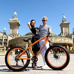 ZWR Bicicletas de montaña ZWR - Bicicleta de montaña para hombre, 24 – 26 pulgadas, cuadro de acero de alta resistencia, doble freno de disco, color naranja, tamaño 24inches 27 speed