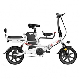 KT Mall Bicicleta Adulto eléctrico bicicletas plegables bicicleta eléctrica 14 pulgadas batería litio 48v 400w Bicicleta ahorro energía todoterreno Ciudad bicicleta carretera eléctrico con asiento bebé, Blanco, 48v11ah