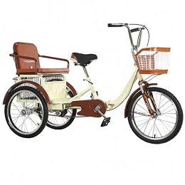 TXTC Bicicletas eléctrica Adulto Triciclos De Velocidad Variable, Trikes 3 Bicicletas Ruedas, Bici 3 Ruedas Cruise Trike con Carrito, Asiento Cómodo For Personas Mayores, Mujeres, Hombres (Color : Beige)