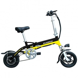 Foldable bicycle Bicicletas eléctrica Batera de Litio de 36V de 12 Pulgadas de Aluminio Ultra Ligero de aleacin Plegable Bicicleta elctrica (Color : Black+Yellow 11A)