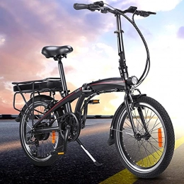 CM67 Bicicleta Bici electrica 20 Pulgadas Engranajes de 7 velocidades 250W Batería extraíble de Iones de Litio de 10 Ah Adultos Unisex Bicicleta eléctrica para viajeros