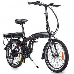 CM67 Bicicleta Bici electrica 20 Pulgadas Engranajes de 7 velocidades 3 Modos de conducción Cuadro Plegable de aleación de Aluminio Adultos Unisex Bicicleta eléctrica para viajeros