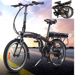 CM67 Bicicleta Bici Electricas Adulto con Ruedas de 20', Negro Compacta con Rueda de 20 Pulgadas 25 km / h, hasta 45-55 km Bicicletas Plegables para Mujeres / Hombres