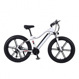YIZHIYA Bicicletas eléctrica Bicicleta Eléctrica, 26" Bicicleta de montaña eléctrica para adultos de motos de nieve de neumáticos gordos, Batería de litio extraíble, E-bike de 27 velocidades, Frenos de doble disco, Blanco, 36V 350W