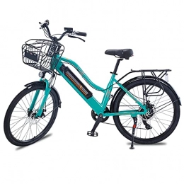 Bewinch Bicicletas eléctrica Bicicleta Eléctrica, 26 Pulgadas para Adultos, Bicicleta De Montaña con Motor De 350 W, Batería Extraíble De 36 V / 10 Ah, Engranajes De 7 Velocidades, Frenos De Disco Dobles, Verde