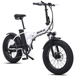 GUNAI Bicicleta Bicicleta Eléctrica 500W 20 Pulgadas 48V 15Ah Neumático Gordo Ciclismo de Playa Bicicleta de Montaña Suspensión Completa MTB Ebike 7 Velocidad Variable(Blanco)