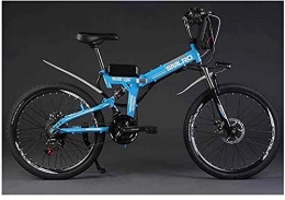 CCLLA Bicicletas eléctrica Bicicleta eléctrica Batería de Litio Plegable Bicicleta eléctrica de montaña Transporte para Adultos Batería Auxiliar 48V Coche (Color: Azul, Tamaño: 48V10AH)