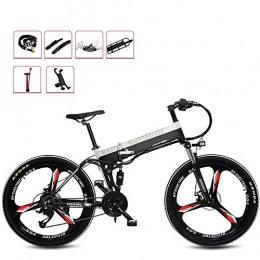 CARACHOME Bicicletas eléctrica Bicicleta eléctrica, bicicleta eléctrica de aleación de aluminio plegable de 26 "Bicicleta doble de freno para adultos y bicicleta de montaña de suspensión completa 27 Velocidad 48V 10Ah 240W