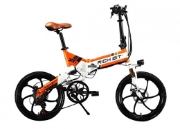 RICH BIT Bicicleta Bicicleta eléctrica bicicleta plegable RT730 Ciclismo 250 W * 48V 8Ah 7Speed Equipada funda para teléfono cargador y soporte doble freno de disco mecánico Amarillo