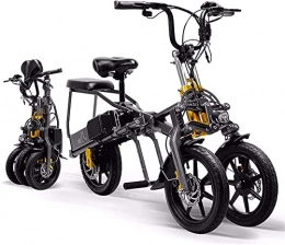 ZJZ Bicicleta Bicicleta eléctrica de trekking / turismo de 14 ", bicicleta eléctrica plegable de 3 ruedas para adultos, batería de litio extraíble de 350 W, motor de 48 V, aleación ligera, bicicleta de montaña eléc